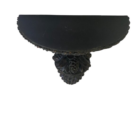 Black Carved Resin Faux Wood Wall Shelf Pedestal Console Bracket Pinecone Design - Picture 3 of 7